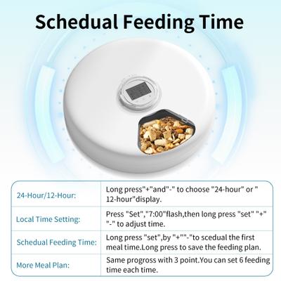 Show full view: PATPET Cordless 24 Hour Ice Fresh 6 Meals for Dry & Wet Food Timed Automatic Dog & Cat Feeder, White slide 3 of 8