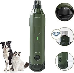 PATPET N60 6-Speed Electric Rechargeable Cat & Dog Nail Grinder, Army Green