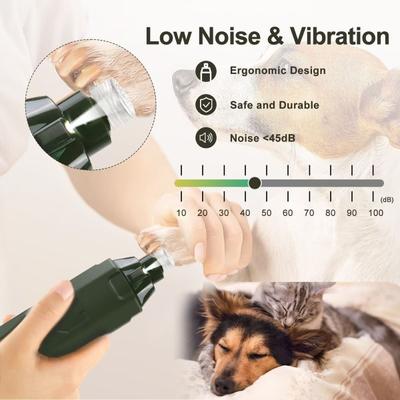 Show full view: PATPET N60 6-Speed Electric Rechargeable Cat & Dog Nail Grinder, Army Green slide 6 of 9