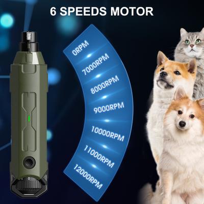 Show full view: PATPET N60 6-Speed Electric Rechargeable Cat & Dog Nail Grinder, Army Green slide 5 of 9