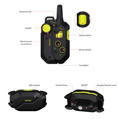 Show full view: PATPET NFC Pet ID Tag & P910 3000-ft Outdoor Remote Dog Training Shock eCollar, Black, 2 count slide 9 of 11