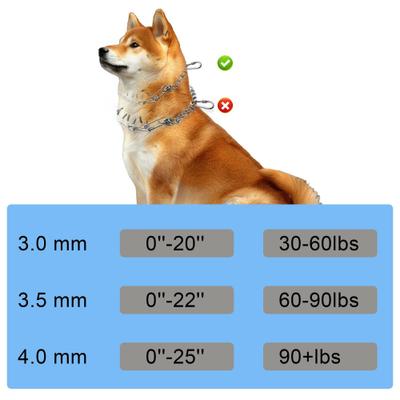 Show full view: PATPET No Pull Prong Training Pinch Dog Collar, Silver, 25-in neck, 4.0-mm wide slide 6 of 9