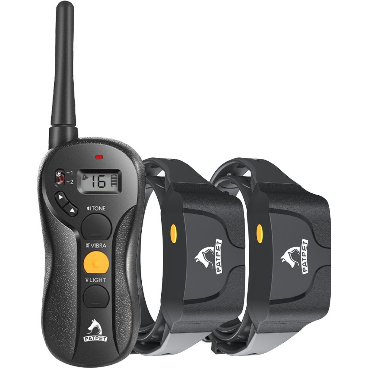 PATPET P630 3000ft Waterproof Vibration Remote Dog Training Collar, Black, Small, 2 count