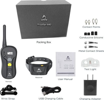 Show full view: PATPET P640 Outdoor Remote Dog Training Shock Collar, 1000M slide 8 of 11