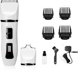 PATPET P920 Low Noise Cordless Paws, Eyes, Ears & Face Grooming Trimmer Dog & Cat Clipper with Double Blades, White