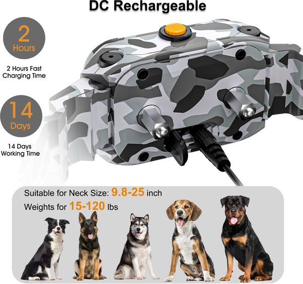 Show full view: PATPET P930 APP Bluetooth & Rechargeable Remote Training Dog Collar, Shell Camouflage slide 8 of 10