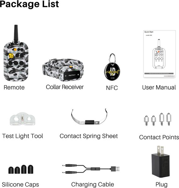 Show full view: PATPET P930 APP Bluetooth & Rechargeable Remote Training Dog Collar, Shell Camouflage slide 9 of 10