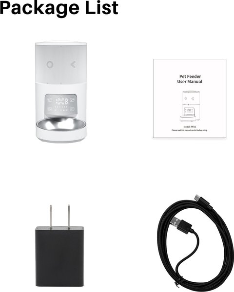 Show full view: PATPET PF02 Timed Automatic Food Feeder Smart Dispenser for Cats & Dogs, White slide 7 of 8