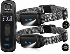 PATPET T30 NFC Pet ID Tag & LED 2000-ft Remote Dog Bark Training Collar, Black, 2 count