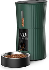PATPET Timed Automatic Dog & Cat Feeder with 10s Voice Recorder, 4-L, Green
