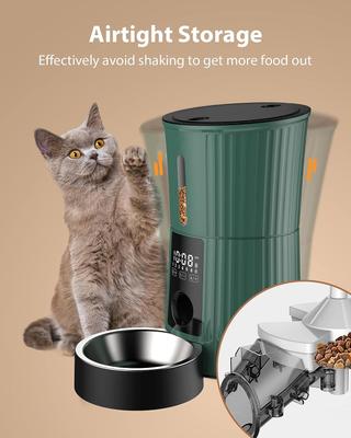 Show full view: PATPET Timed Automatic Dog & Cat Feeder with 10s Voice Recorder, 4-L, Green slide 4 of 10