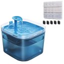 PATPET Triple Filter Ultra Quiet Pump Cat & Dog Water Fountain Dispenser, Blue, 75-oz