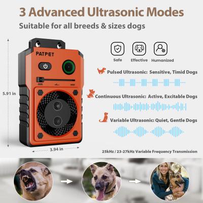 Show full view: PATPET U11 Auto Anti Bark Device Outdoor Ultrasonic Dog Bark Control, Orange slide 3 of 10