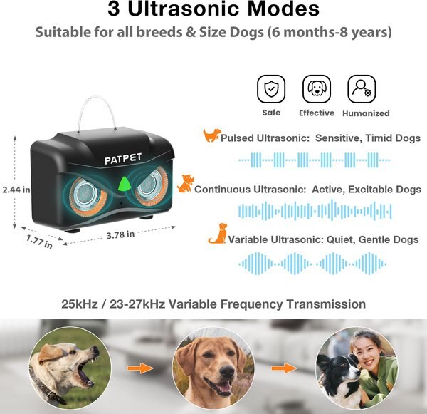 PATPET U12 Ultrasonic Dog Bark Control System