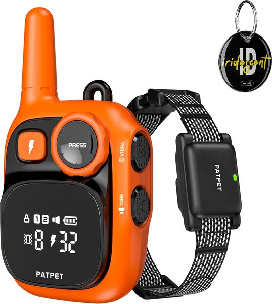 Show full view: PATPET Ultra Compact Dog Training Collar with Remote, IPX7 Waterproof & Rechargeable, Small, Orange slide 1 of 10