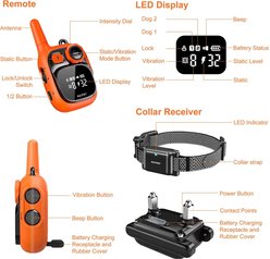 PATPET Ultra Compact Dog Training Collar with Remote, IPX7 Waterproof & Rechargeable, Small, Orange slide 2 of 9