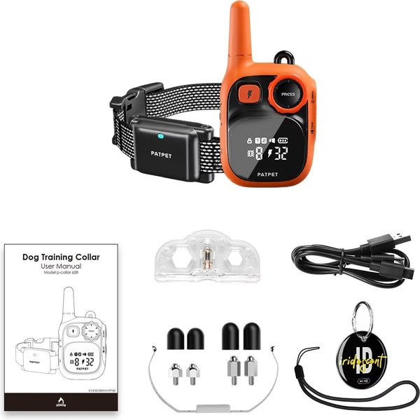 Show full view: PATPET Ultra Compact Dog Training Collar with Remote, IPX7 Waterproof & Rechargeable, Small, Orange slide 9 of 10
