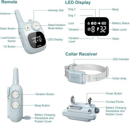 Show full view: PATPET Ultra Compact Dog Training Collar with Remote, IPX7 Waterproof & Rechargeable, Small slide 8 of 10
