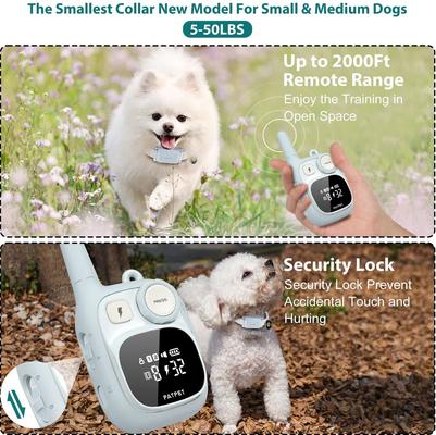 Show full view: PATPET Ultra Compact Dog Training Collar with Remote, IPX7 Waterproof & Rechargeable, Small slide 3 of 10