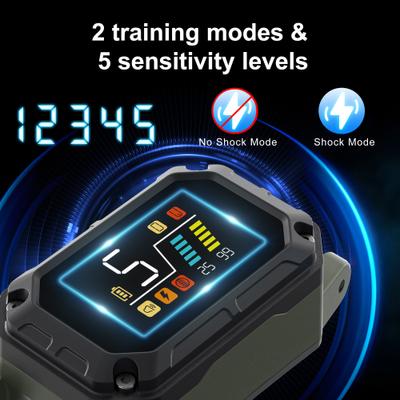 Show full view: PATPET Waterproof Smart Anti-Bark Dog Collar, Black/Green slide 2 of 9