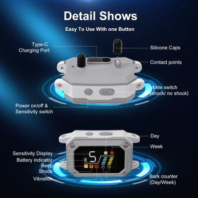 Show full view: PATPET Waterproof Smart Anti-Bark Dog Collar, Gray slide 6 of 9