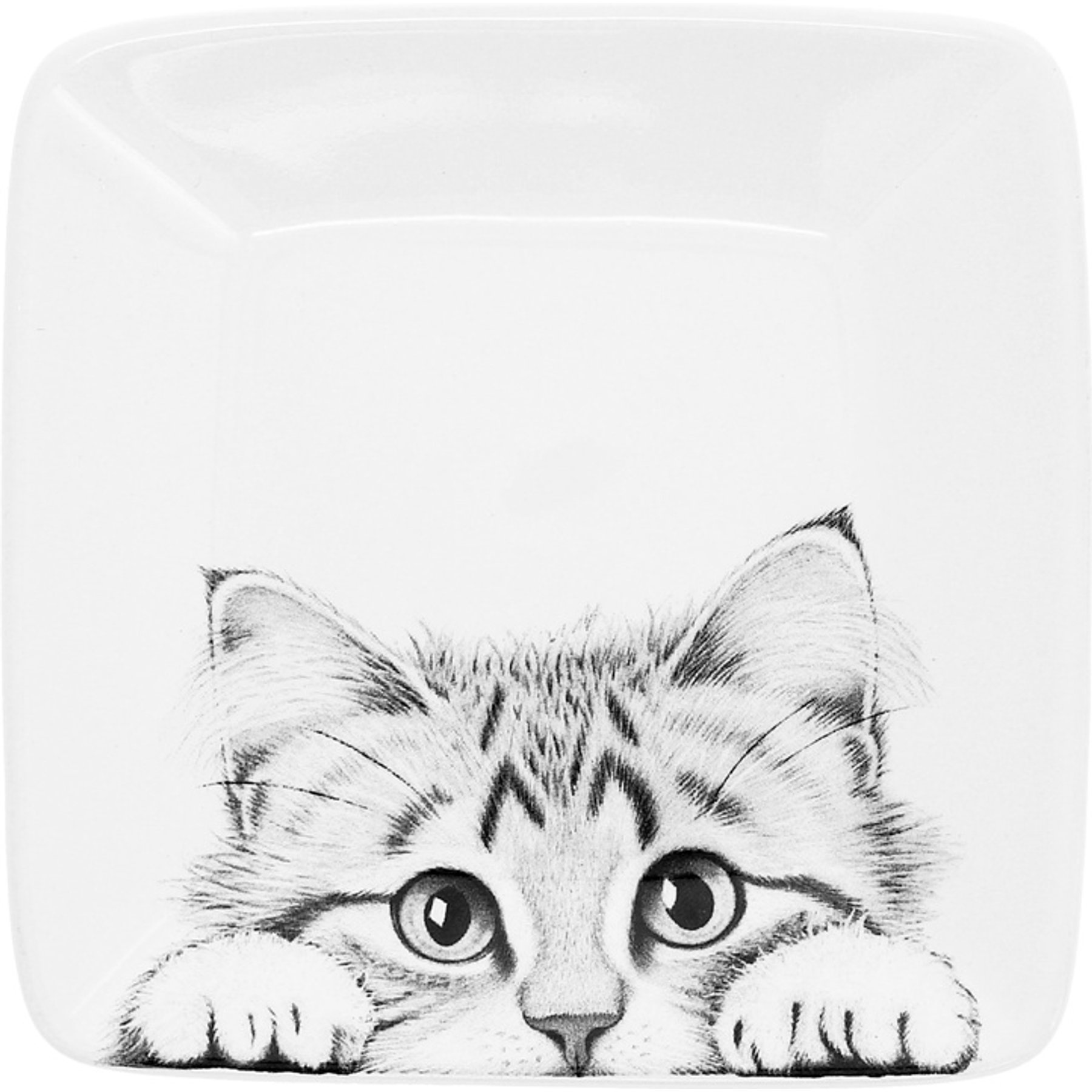 Pavilion Cat Keepsake Ceramic Dish, Black/White