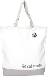 Pavilion Cat Mom Tote Bag, White/Gray, 18.5-in
