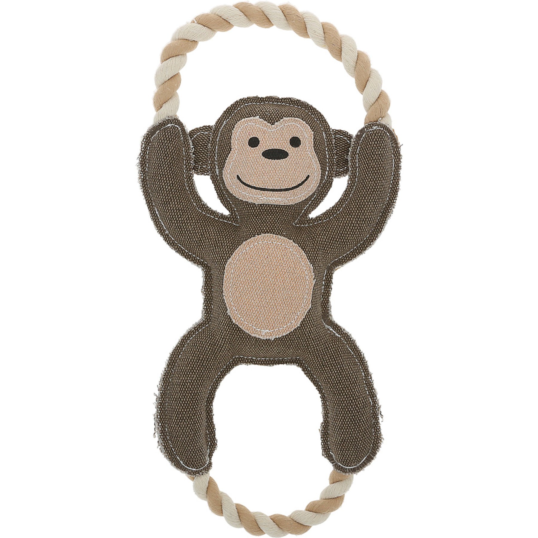Pavilion Wild One Monkey Rope Plush Dog Toy, Brown, 14-in