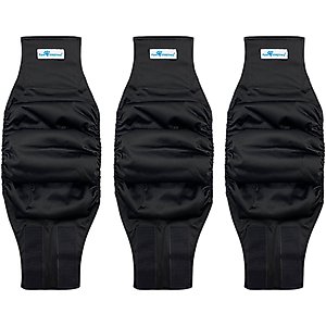Paw Inspired Belly Band Male Dog Wrap Washable, Black, Black Lining, Medium, 3 count