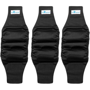 Paw Inspired Belly Band Male Dog Wrap Washable, Black, Black Lining, X-Small, 3 count