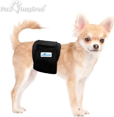 Show full view: Paw Inspired Belly Band Male Dog Wrap Washable, Black, Black Lining, X-Small, 3 count slide 4 of 9
