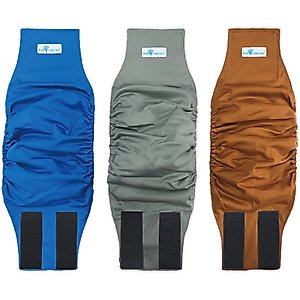 Paw Inspired Belly Band Male Dog Wrap Washable, Black Lining, Medium, 3 count