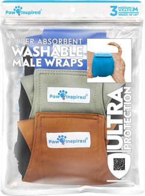 Show full view: Paw Inspired Belly Band Male Dog Wrap Washable, Black Lining, Medium, 3 count slide 3 of 9