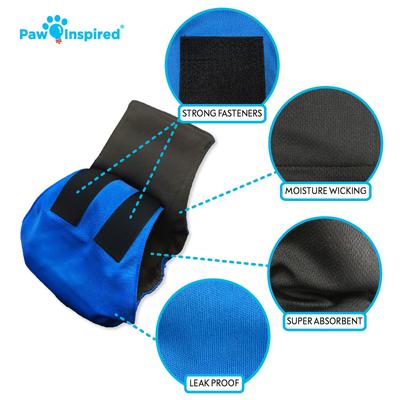 Show full view: Paw Inspired Belly Band Male Dog Wrap Washable, Black Lining, Medium, 3 count slide 6 of 9