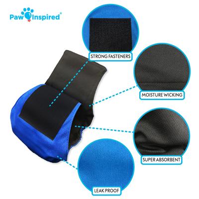 Show full view: Paw Inspired Belly Band Male Dog Wrap Washable, Black Lining, Small, 3 count slide 6 of 9