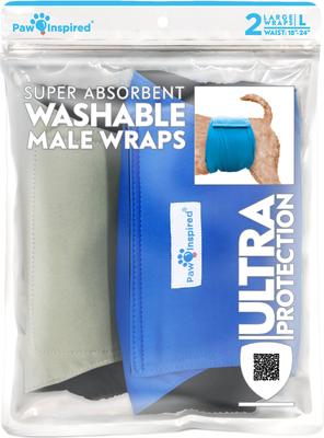 Show full view: Paw Inspired Belly Band Male Dog Wrap Washable, Variety Pack, Black Lining, Large, 2 count slide 3 of 9