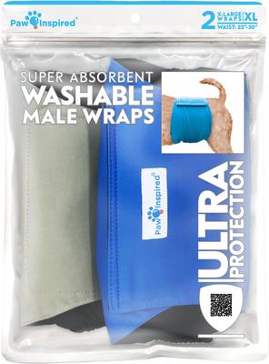 Show full view: Paw Inspired Belly Band Male Dog Wrap Washable, Variety Pack, Black Lining, X-Large, 2 count slide 3 of 9