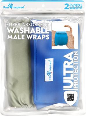 Show full view: Paw Inspired Belly Band Male Dog Wrap Washable, Variety Pack, White Lining, X-Large, 2 count slide 3 of 9