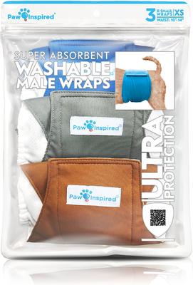 Show full view: Paw Inspired Belly Band Male Dog Wrap Washable, X-Small: 10 to 14-in waist, 3 count slide 3 of 9