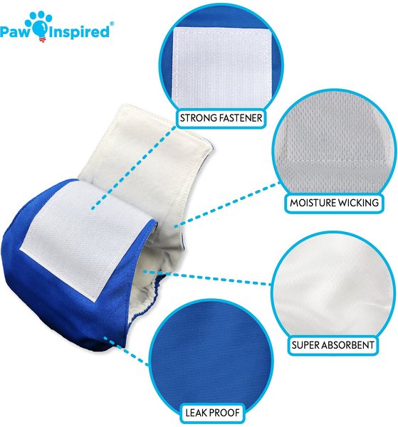 Show full view: Paw Inspired Belly Band Male Dog Wrap Washable, X-Small: 10 to 14-in waist, 3 count slide 6 of 9