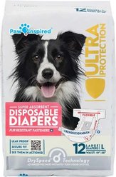 Paw Inspired Disposable Female Dog Diapers, Large: 19 to 28-in waist, 12 count