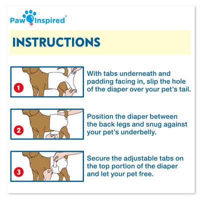 Show full view: Paw Inspired Disposable Female Dog Diapers, Small: 14 to 19-in waist, 12 count slide 7 of 10