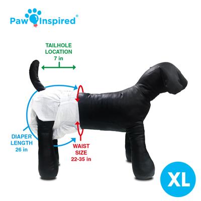 Show full view: Paw Inspired Disposable Female Dog Diapers, X-Large: 22 to 35-in waist, 12 count slide 7 of 9