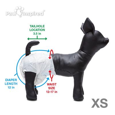 Show full view: Paw Inspired Disposable Female Dog Diapers, X-Small: 12 to 17-in waist, 12 count slide 6 of 10