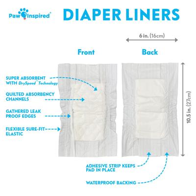 Show full view: Paw Inspired Dog Diaper Pad Liners for Covers & Washable Dog Diapers, 30 count slide 2 of 8