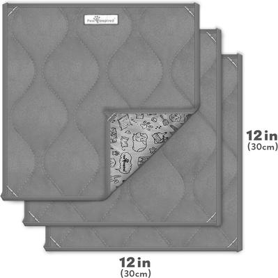 Show full view: Paw Inspired Fleece Cage Liner Small Pet Pee Pads & Bedding, 12x12-in, 3 count, Gray slide 2 of 10