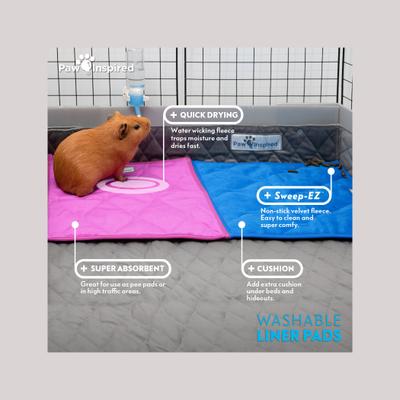 Show full view: Paw Inspired Fleece Cage Liner Small Pet Pee Pads & Bedding, 12x12-in, 3 count, Gray slide 3 of 10