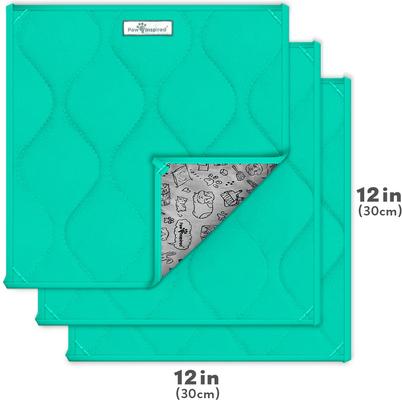 Show full view: Paw Inspired Fleece Cage Liner Small Pet Pee Pads & Bedding, 12x12-in, 3 count, Green slide 2 of 10
