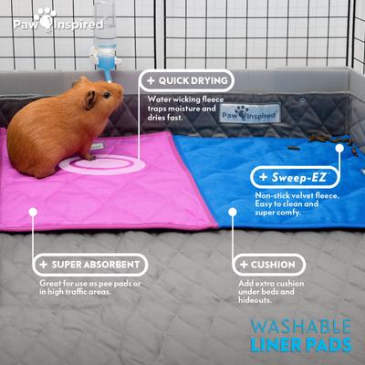 Show full view: Paw Inspired Fleece Cage Liner Small Pet Pee Pads & Bedding, 12x12-in, 3 count, Green slide 3 of 10