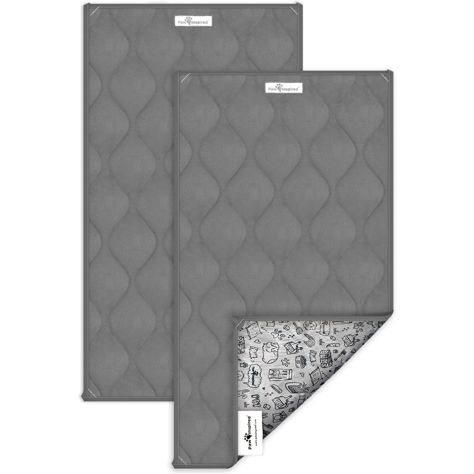 Paw Inspired Guinea Pig Fleece Cage Liners & Bedding, 2 count, Gray